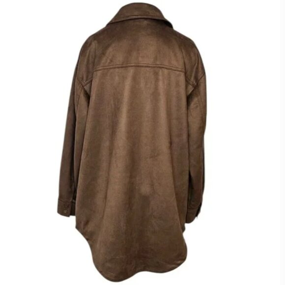 Brand New The Tillie Relaxed Faux-Suede Shacket by Pilcro - Picture 5 of 9